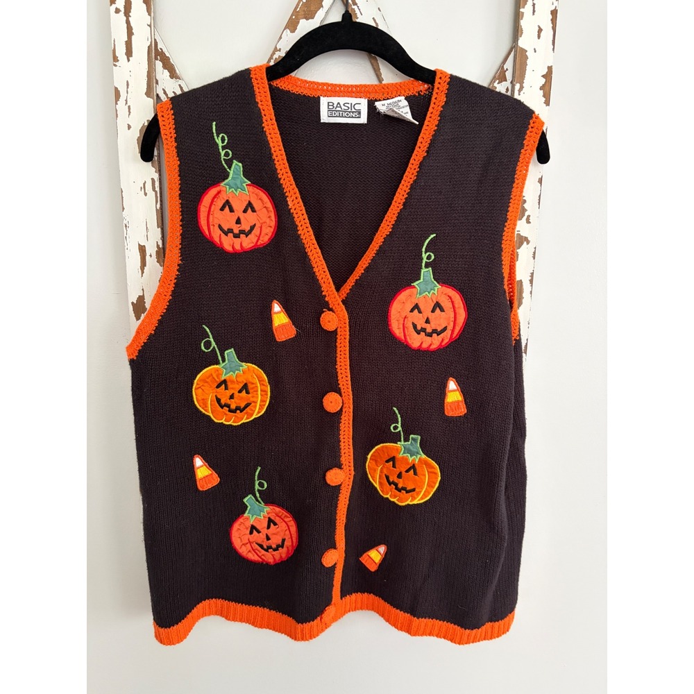Basic Editions Halloween knit sweater vest Size medium